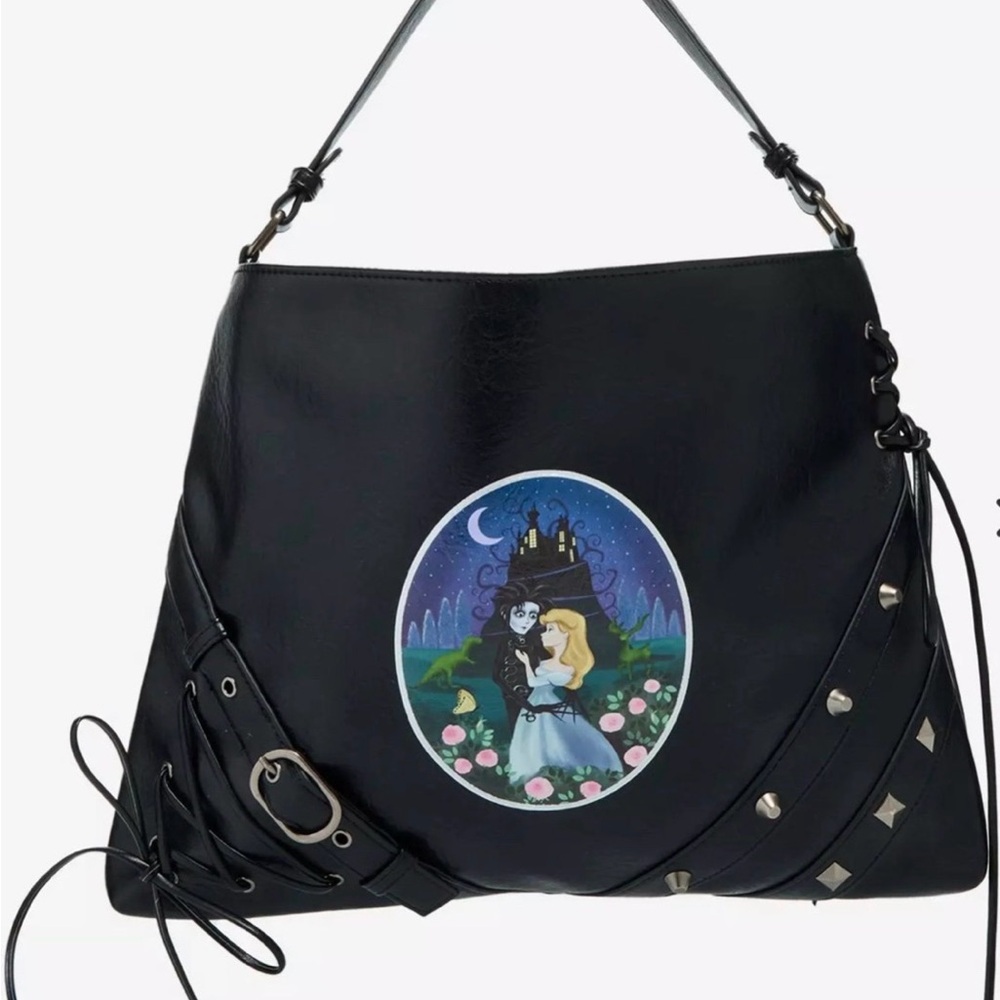 NEW Her Universe EDWARD SCISSORHANDS Black Faux Leather Studded Hobo Bag - Picture 9 of 9